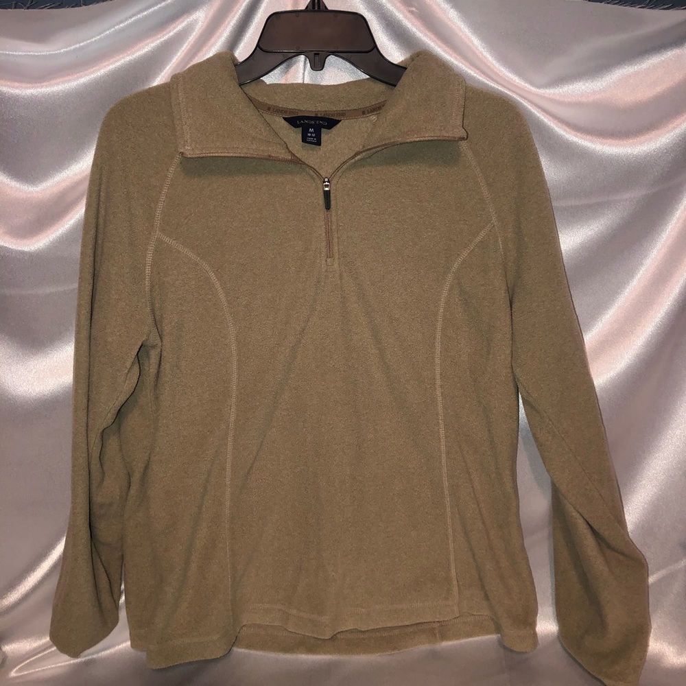 Lands’ End women’s Fleece half zip tan jacket